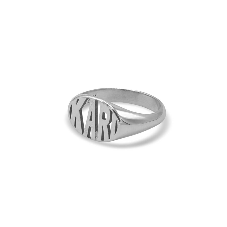 Personalised silver name ring