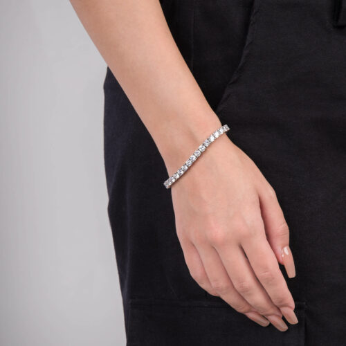 5mm tennis bracelet silver white gold iced out riviera on woman