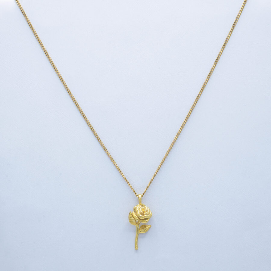 the rose pendant silver necklace gold
