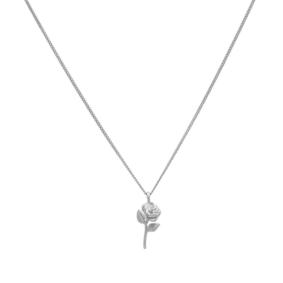 the rose pendant silver necklace