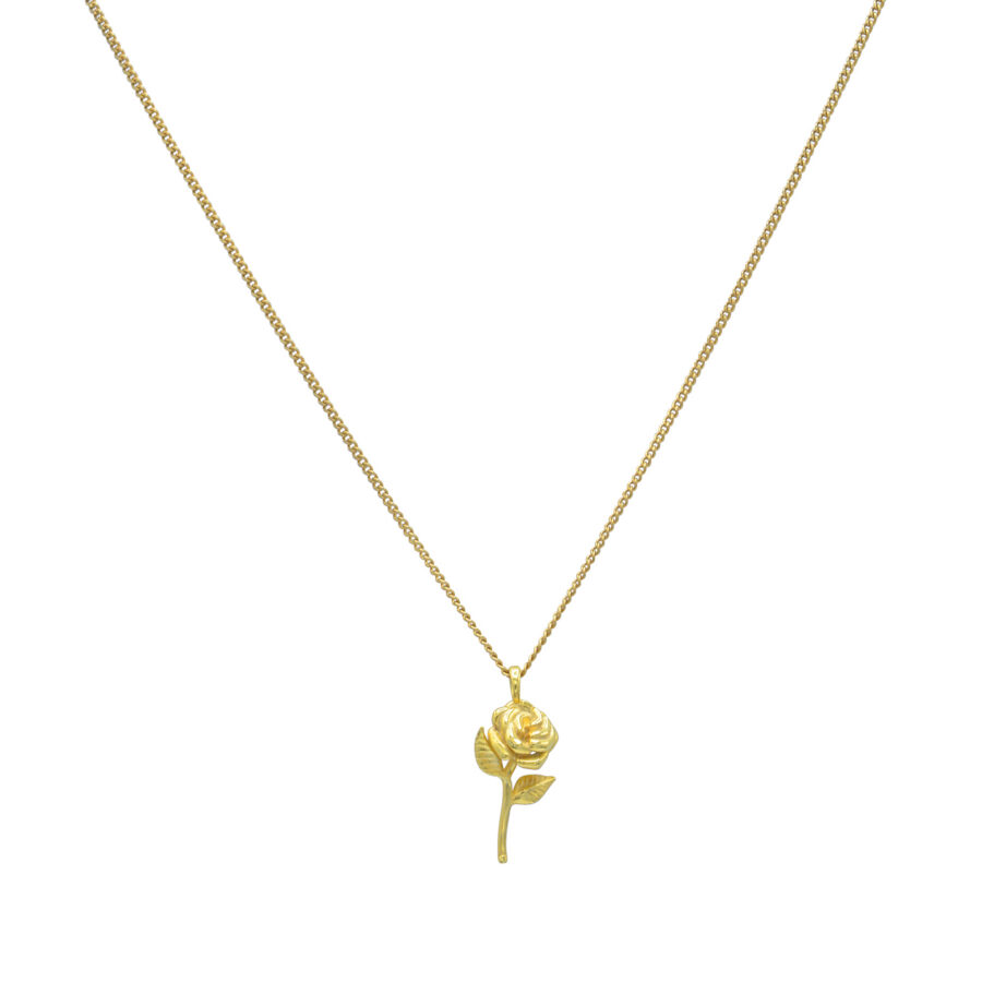 the rose pendant silver necklace gold