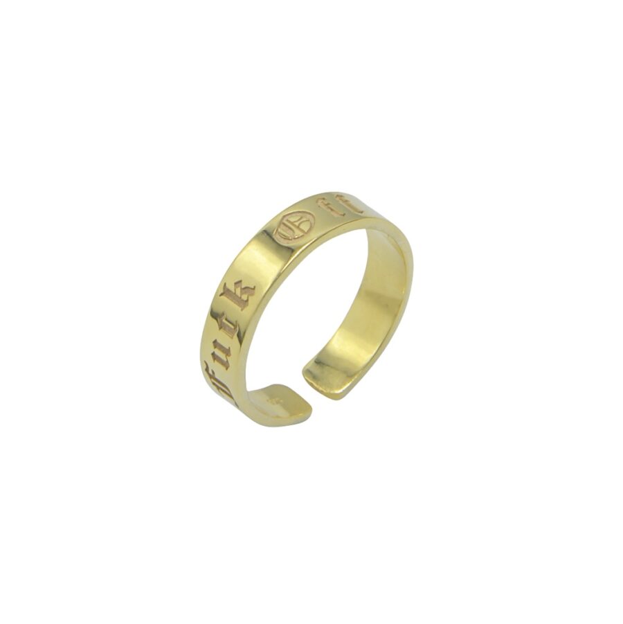 Fuck off gold ring silver unisex
