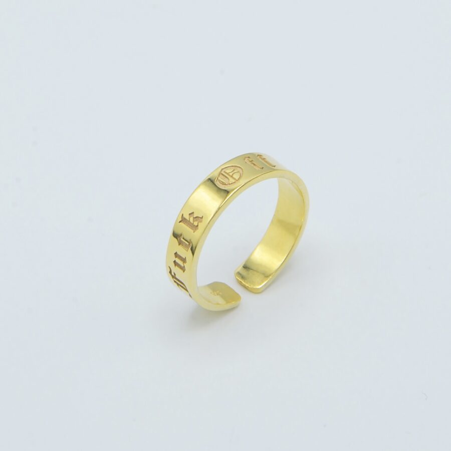 Fuck off gold ring silver unisex