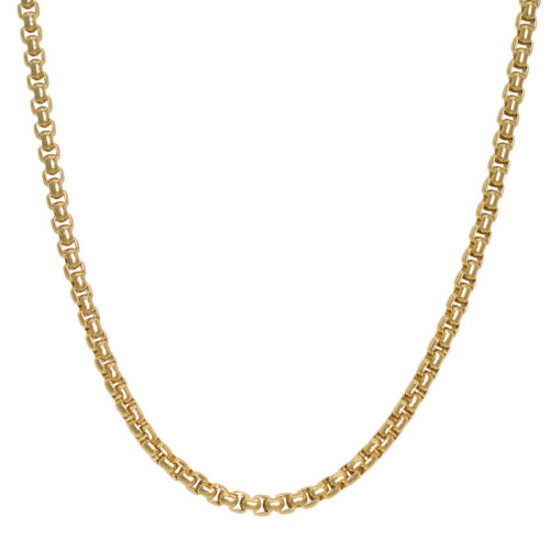 classic cube style chain necklace silver minimal simple gold stainless steel on white background