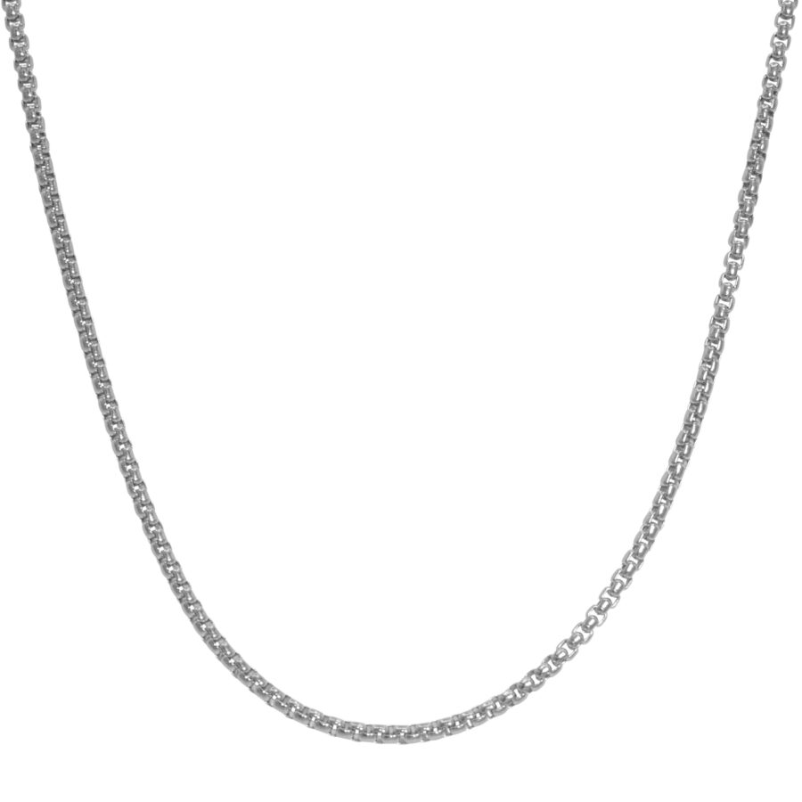 classic cube thin style chain necklace silver minimal simple gold stainless steel on white background