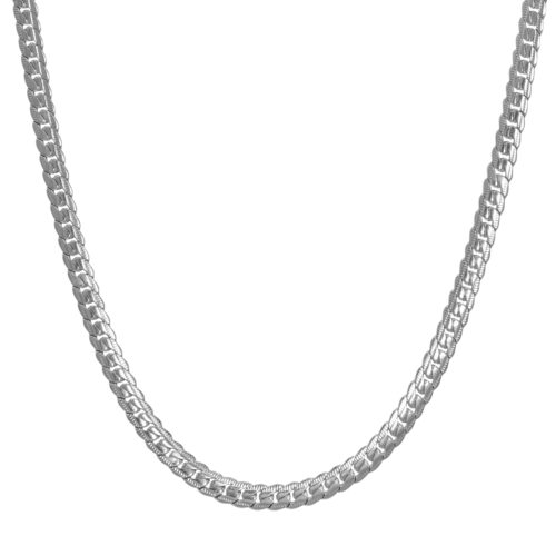 classic snake silver style chain necklace minimal simple gold stainless steel on white background