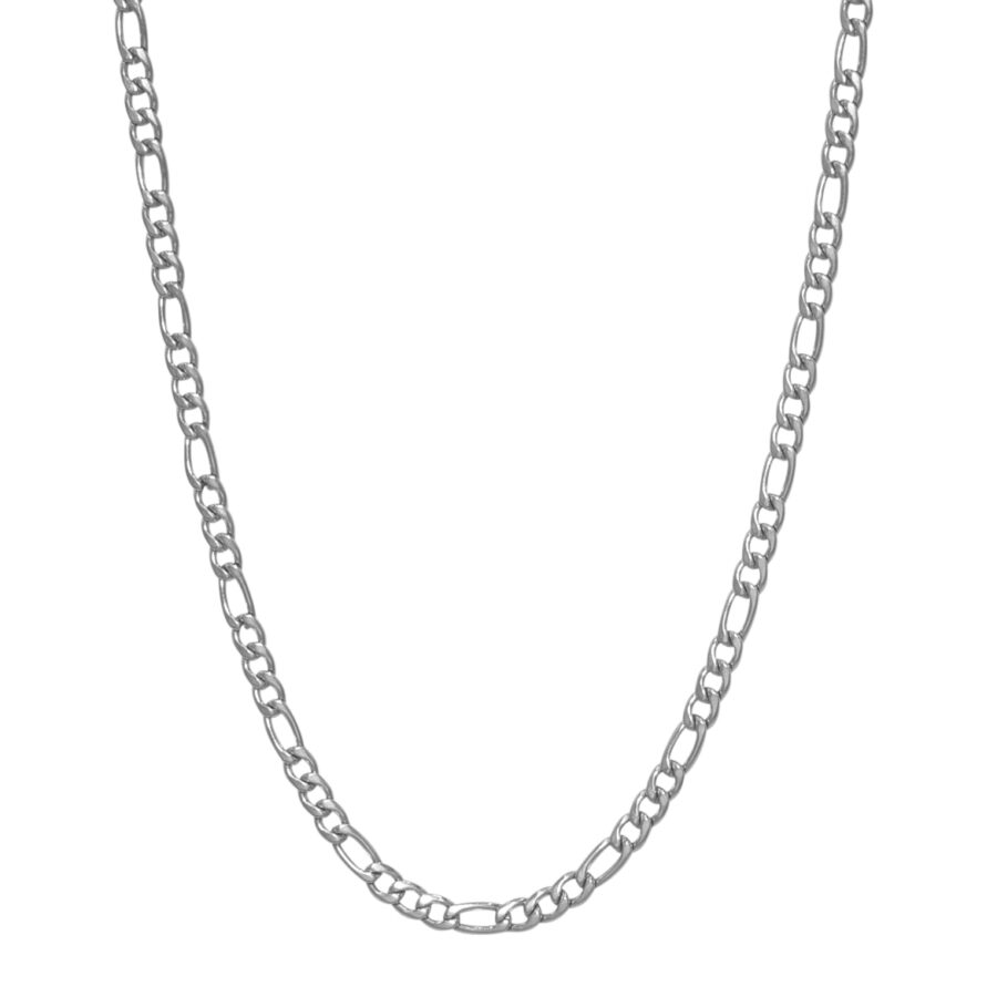 classic figaro style chain necklace minimal simple silver stainless steel