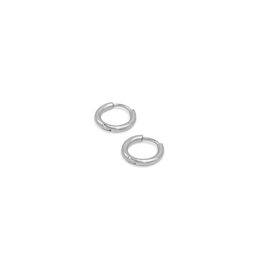 small minimal everyday earrings hoops on white background silver