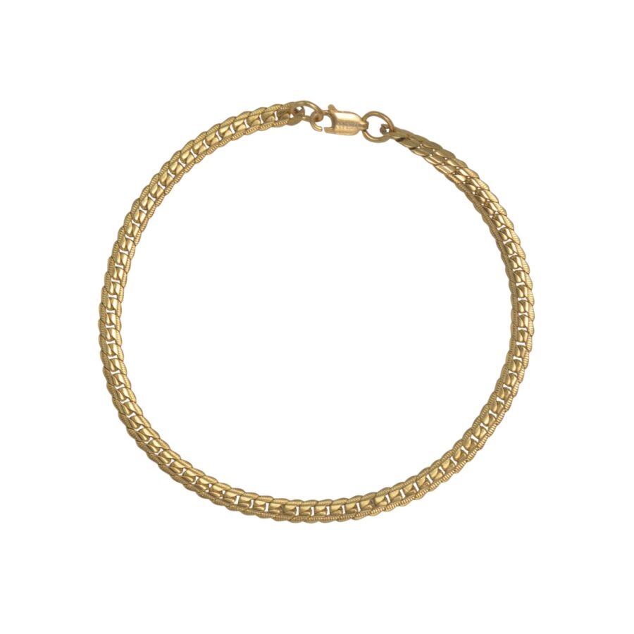 classic snake bracelet gold stainless steel on white background