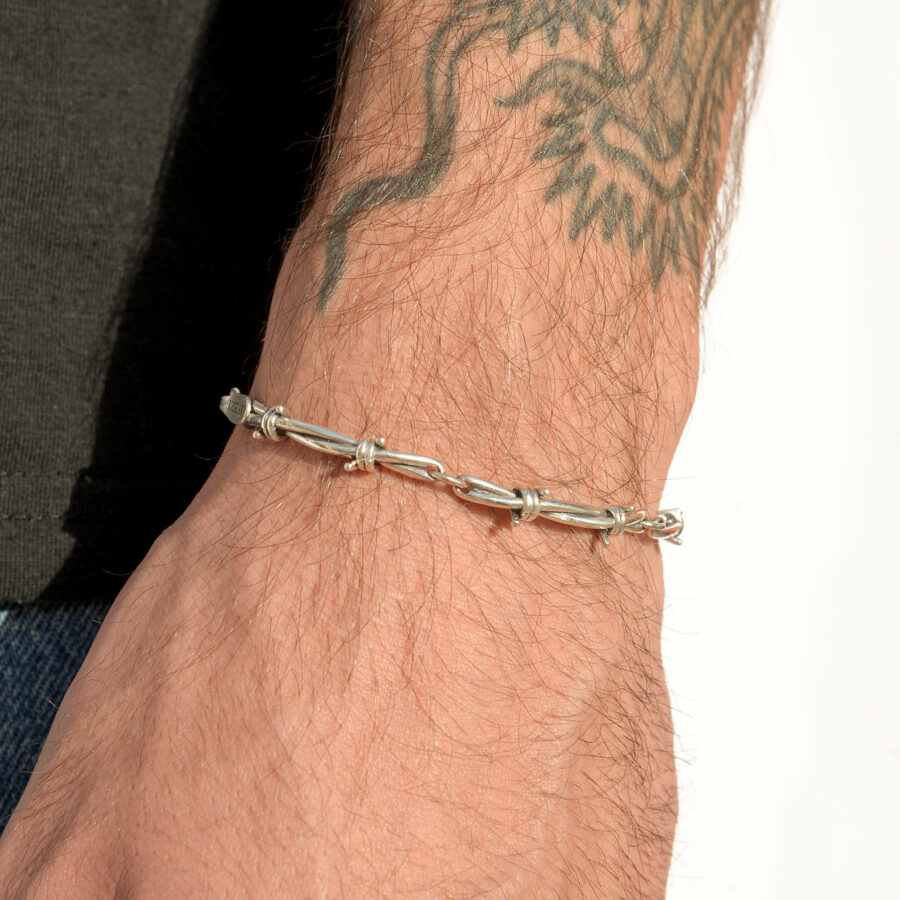 sterling silver barb wire bracelet
