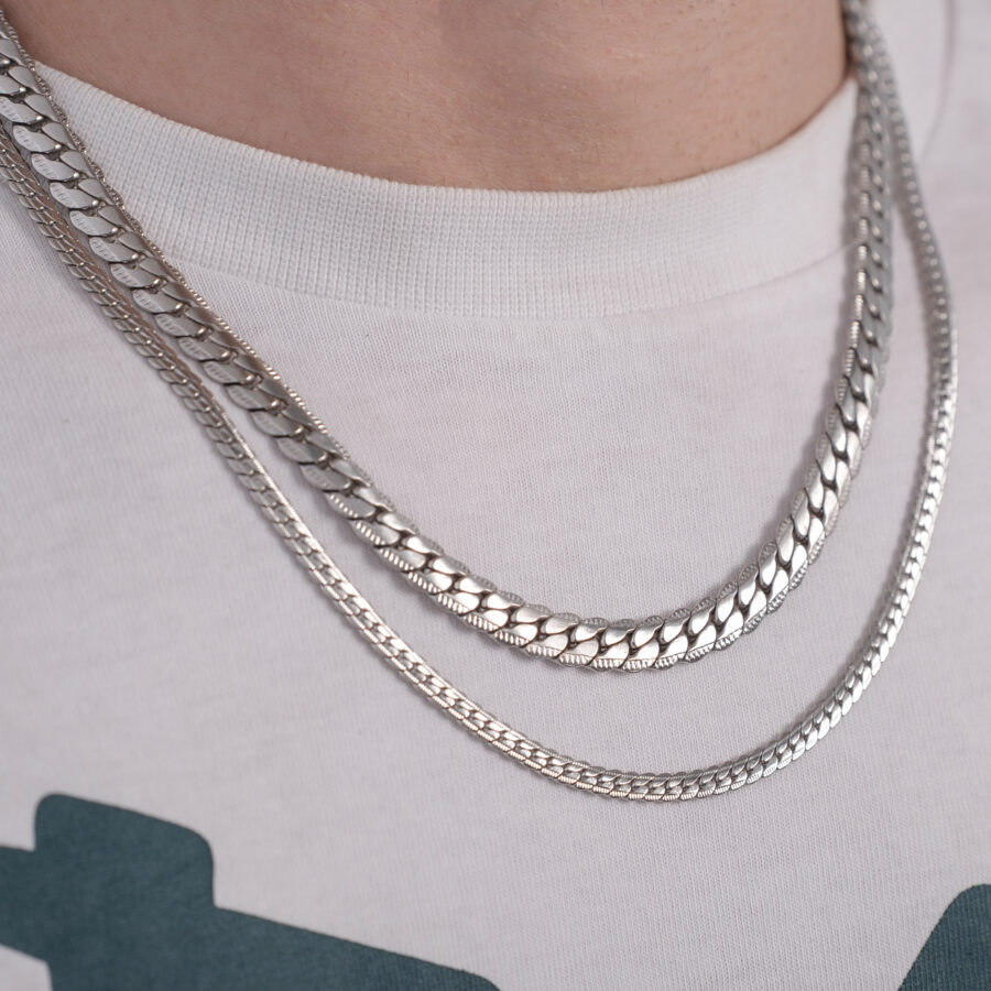 necklace matching double style snake chain bracelet stainless steel waterproof silver gold ayezi jewellery unisex minimal