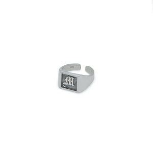 personalised monogram square sterling silver ring
