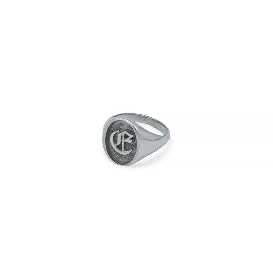 personalised monogram oval sterling silver ring
