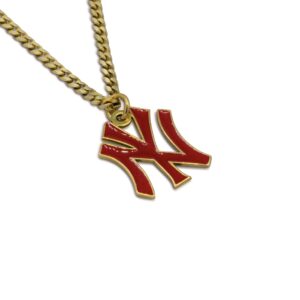 new york yankees pendant necklace iced out gold silver 925 handmade red
