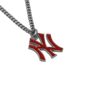 new york yankees pendant necklace iced out gold silver 925 handmade red