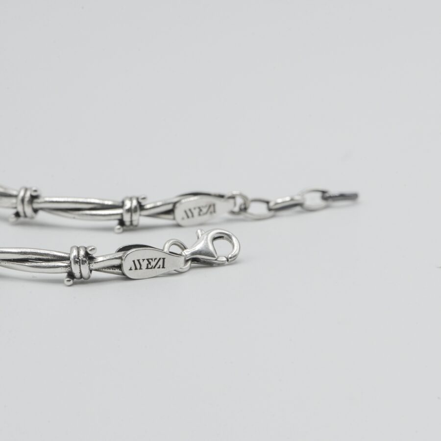 barbwire silver 925 bracelet branded clasp