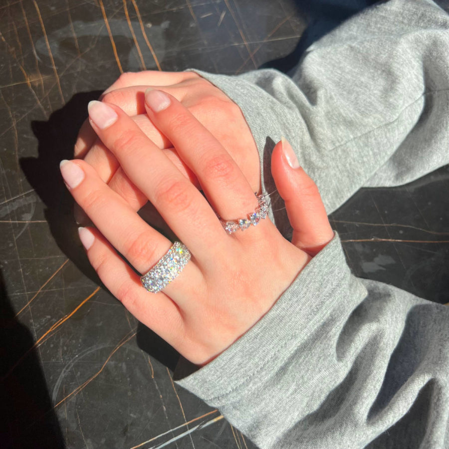 iced out rings on girl infinity heart ring