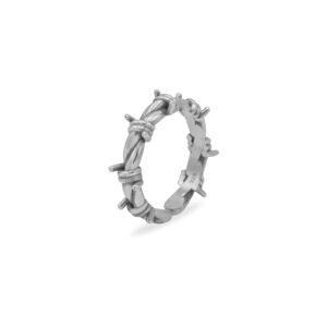 silver barbwire ring handmade