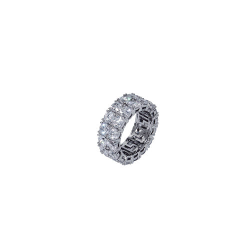 iced out double row diamond infinity silver ring