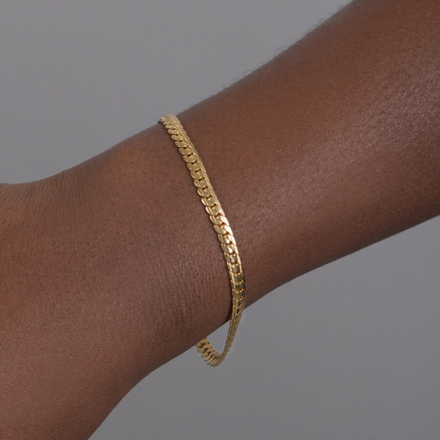 snake bracelet gold on black hand skin classic everyday minimal stainless steel waterproof bracelet jewellery