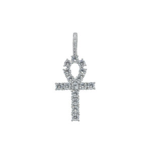 iced out egyptian cross pendant necklace silver